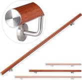 Relaxdays Aluminium trapleuning - binnen - buiten - 150 cm - Ø 42 mm - met wandhouder - bruin