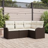vidaXL - Tuinbank - Set - 4 - st - Bruin - poly - rattan