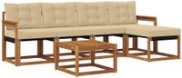 vidaXL - Acacia Hout Loungeset - Natuurlijk en Beige - 5 Zitplaatsen