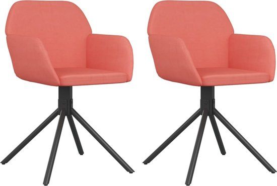 vidaXL Eetkamerstoelen draaibaar 2 stuks fluweel roze