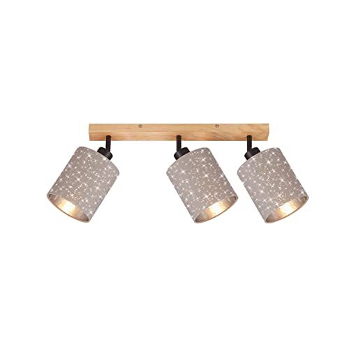 Briloner Verlichting - spotlamp, plafondspot met sterrendecoratie, plafondlamp, spotkoppen draai- en zwenkbaar, 3x E27. max. 25 watt, taupe, 475x130x155mm (max. 259mm) (LxBxH), 2078-031