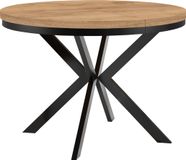 Table à manger "ENDIK" noir, 120/220 cm extensible, chêne "Craft Gold" avec piètement annulaire – Industriel, style Loft