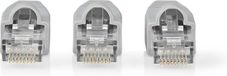Nedis RJ45-Connector - Male - Solid UTP CAT6 - Recht - Verguld - 10 Stuks - PVC - Grijs - Doos