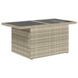 vidaXL 10-delige Loungeset met Kussens Poly Rattan Lichtgrijs