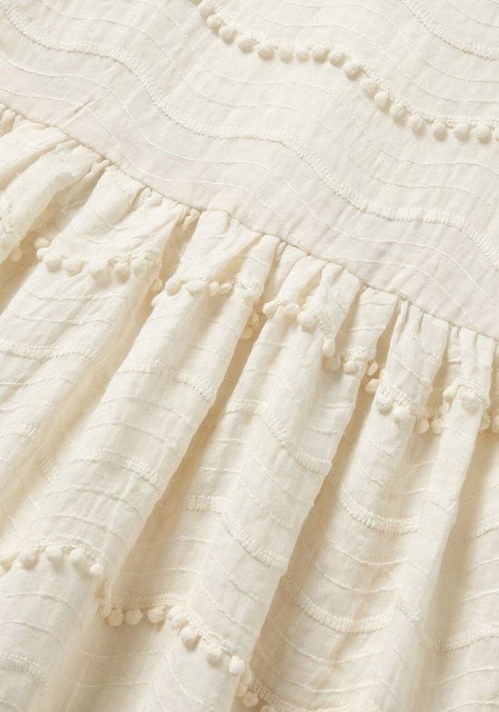 Nono Milly Dress Pompom Details Jurk Ecru Maat 104