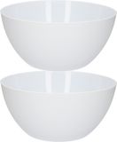 Plasticforte Plat - 2x - D25xH12 cm - kunststof - blanc - saladekom