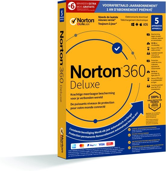 Norton 360 Deluxe 1 User 5 Devices 18M
