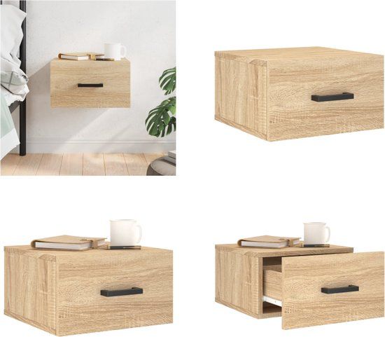 vidaXL Nachtkastje wandgemonteerd 35x35x20 cm sonoma eikenkleurig