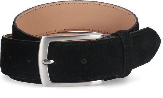 Manfield - Heren - Zwarte suède riem - Maat 105