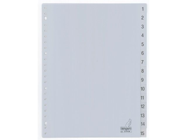 Kangaro A4 cijfers PP 120mµ grijs 23-gaats 15-delig