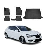 OMAC Jeu de tapis de sol et coffre, compatible avec Renault Megane 2016-2022 HB en caoutchouc, noir