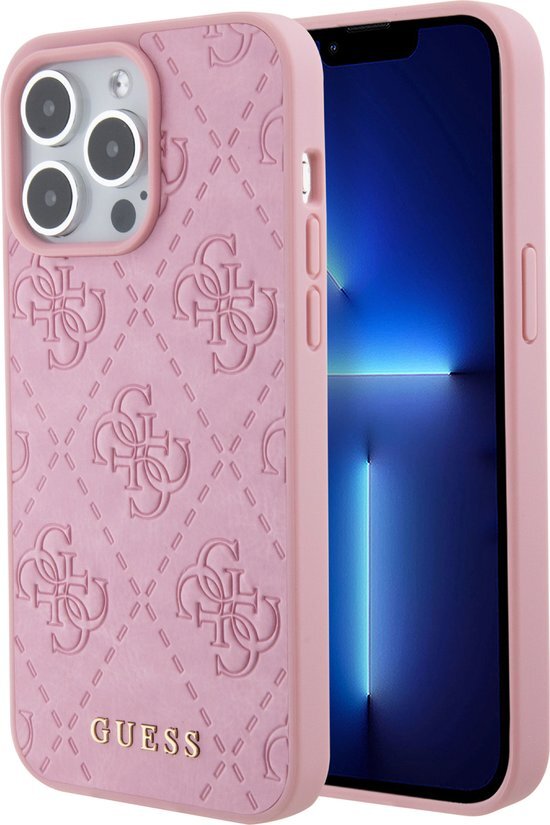 Guess 4G Stamped Back Case - Geschikt voor Apple iPhone 15 Pro (6.1") - Roze