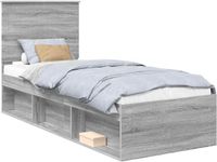 vidaXL Cadre de lit Gris Sonoma Pin massif 75 x 190 cm