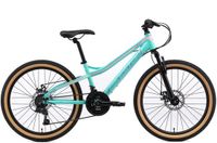 Bikestar Hardtail MTB Kinderfiets - 24 inch - Turquoise/Wit - 21 Speed