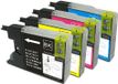 Brother 1 set cartouches d'encre compatibles pour Brother LC-1240 / LC-1280 XL, noir, cyan, magenta, jaune - 4 cartouches d'encre format XL