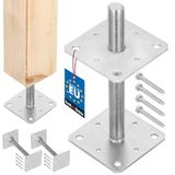 KOTARBAU® 2 stuks Paalhouder, Paalvoet, Verzinkt Staal, 110 x 110 x 250 mm, M24, Zilver