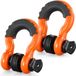 VEVOR 3/4" D-Ringbeugel, 2-Pack Gelegeerde Stalen Beugels 62832 Lbs (28,5 Ton) Breeksterkte Met 7/8" Schroefpen, Isolatoren en Ringen, Zware Off-Road Voertuigbergingsbeugel voor Jeep-Truck, Oranje