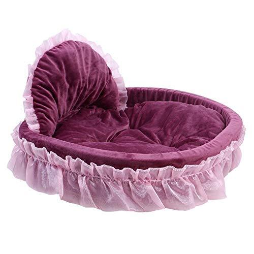 YABAISHI prinses Puppy slaapbank roze paars kant huis kat kleine hond kenel zacht en warm uit molton pet product, S, Paars