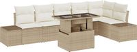 vidaXL Tuinbank Set van 7 Beige, Crème Rattan, Polyester