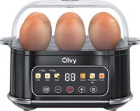 Olvy Smart Egg Cooker - Black - 6 Eggs - LCD Display - Timer - Electric - Dishwasher Safe
