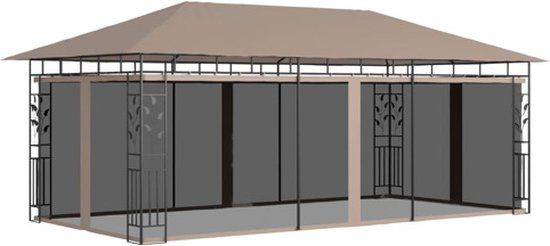 vidaXL Prieel met klamboe 180 g/m² 6x3x2,73 m taupe