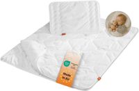 sleepling Babybeddenset - Baby 4-seizoenen Dekbed 100x135 en Hoofdkussen 40x60 - Ledikantset met Dekbed en Plat Kussen - Wit
