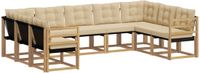 vidaXL - Hoek loungeset - 9 zitplekken - Wit en Beige - Acacia hout