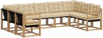 vidaXL - Hoek loungeset - 9 zitplekken - Wit en Beige - Acacia hout