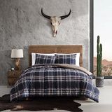 Wrangler Queen Dekbedovertrekset, omkeerbaar beddengoed set met bijpassende sham(s), casual huisdecoratie (City Flats Plaid Blue, Queen)