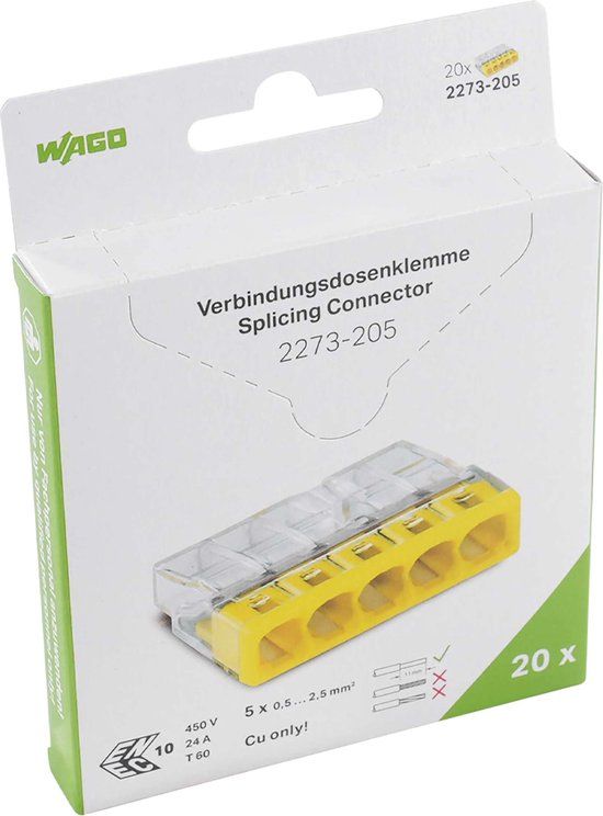 WAGO 2273-205 Lasklem 5-voudig 0,5-2,5 mm² - 100 stuks