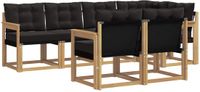 vidaXL Hoek loungeset 7-zits Wit en zwart Acacia hout