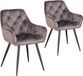 Happyment Eetkamerstoelen Fluweel - Grijs - Set van 2