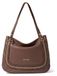 Braccialini Sac à Épaule Femme Cuir Véritable Marron avec Fermeture Éclair Brown UNICA 42.5x32x14 cm B16923-MARRONE