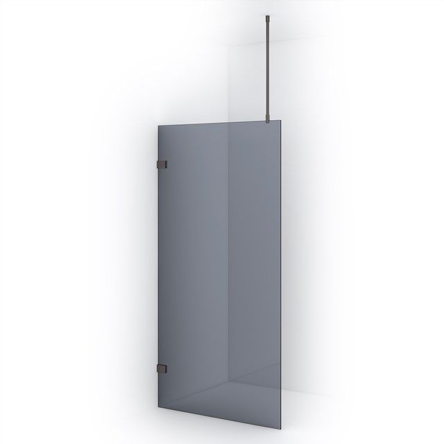Maxaro Inloopdouche Diamond 100cm 8mm Rookglas Zwart Metaal