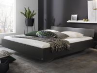 IXANA Lit 140x200 cm gris métal avec tête de lit