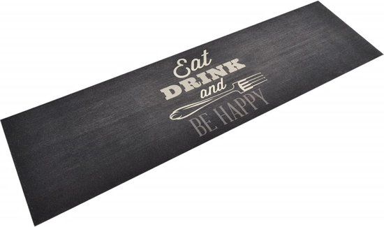 vidaXL Keukenmat - wasbaar - keukenprint - 45x150 cm - zwart