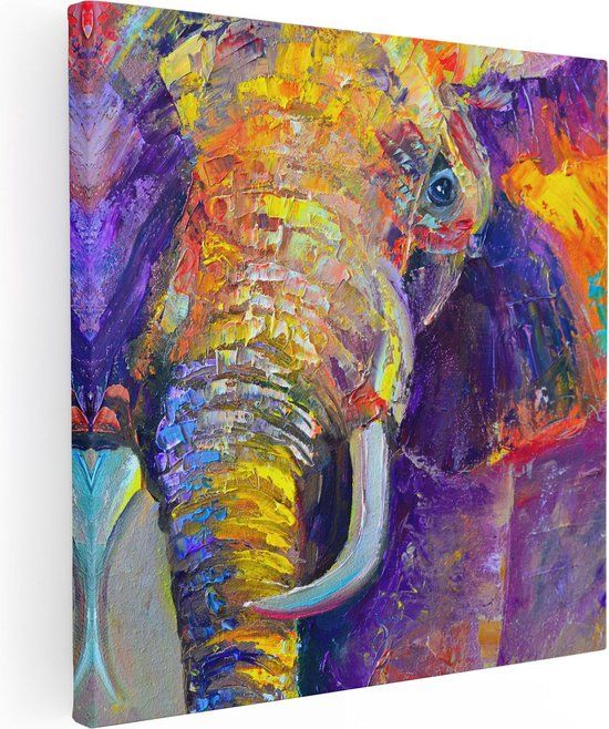 Artaza Canvas Schilderij Olifant Abstract 90x90cm