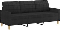 vidaXL Driezitsbank 180 cm stof zwart