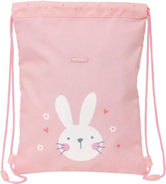 3482 Safta Rugtas met Koordjes Bunny Roze 26 x 34 x 1 cm