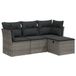vidaXL 4-delige Loungeset met Kussens Poly Rattan Grijs