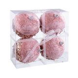 BigBuy Christmas Kerstballen, roségoud, polyfoam, stof, 10 x 10 x 10 cm, 4 stuks