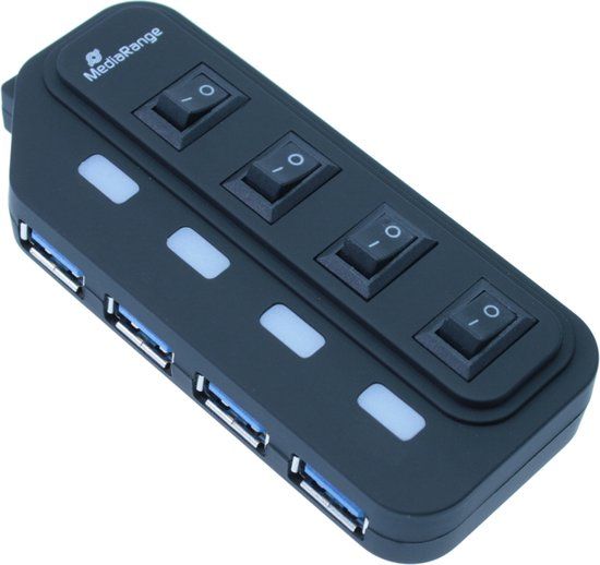 MediaRange 4-poorts USB 3.0-Hub - Zwart