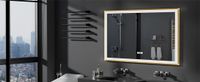 Miroir LED pour salle de bain - Miroir mural rectangulaire - 100 x 60 cm - Cadre en aluminium - Antireflet - Éclairage frontal dimmable - 3 couleurs de lumière