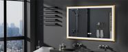 Miroir LED pour salle de bain - Miroir mural rectangulaire - 100 x 60 cm - Cadre en aluminium - Antireflet - Éclairage frontal dimmable - 3 couleurs de lumière