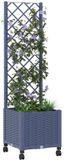 vidaXL Tuinplantbak met schutting en wielen blauw grijs