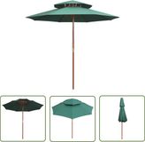 vidaXL Dubbeldekker parasol 270x270 cm houten paal groen