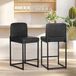 Tabouret de bar modèle 2er, avec dossier, en similicuir noir, structure métallique