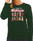 Bellatio Decorations foute kersttrui/sweater dames - All I want for Christmas - piemel/vagina -groen L