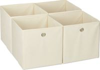 Merkloos Relaxdays Kastmand - Set van 4 - Opvouwbaar - 30x30x30 cm - Beige