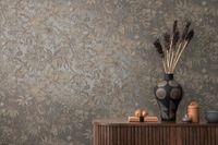 A.S. Création Vliesbehang, Bloemenbehang grijs | B790473, 10,05 m x 0,53 m